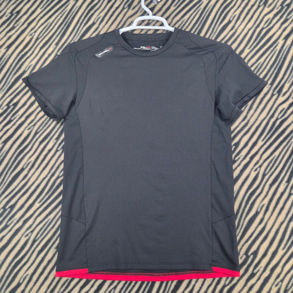 RLX Ralph Lauren Mens Black Red Performance Athletic T-Shirt Large 0-60 Graphic